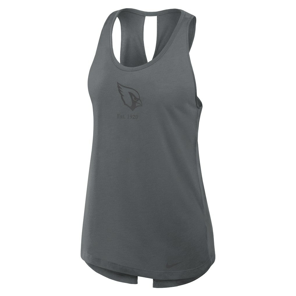 Nike Arizona Cardinals Women's Glory Open-Back Crisscross Dri-FIT Tank Top Charcoal