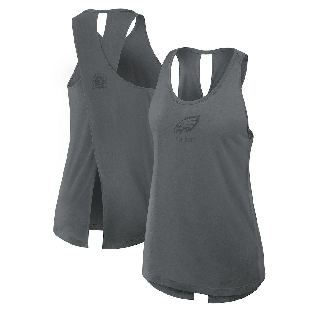 Nike Philadelphia Eagles Women's Glory Open-Back Crisscross Dri-FIT Tank Top Charcoal