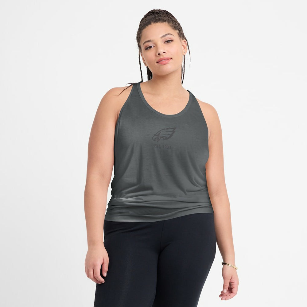 Nike Philadelphia Eagles Women's Glory Open-Back Crisscross Dri-FIT Tank Top Charcoal