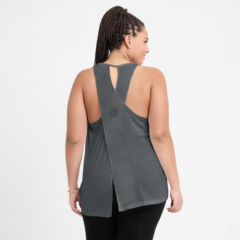 Nike Las Vegas Raiders Women's Glory Open-Back Crisscross Dri-FIT Tank Top Charcoal