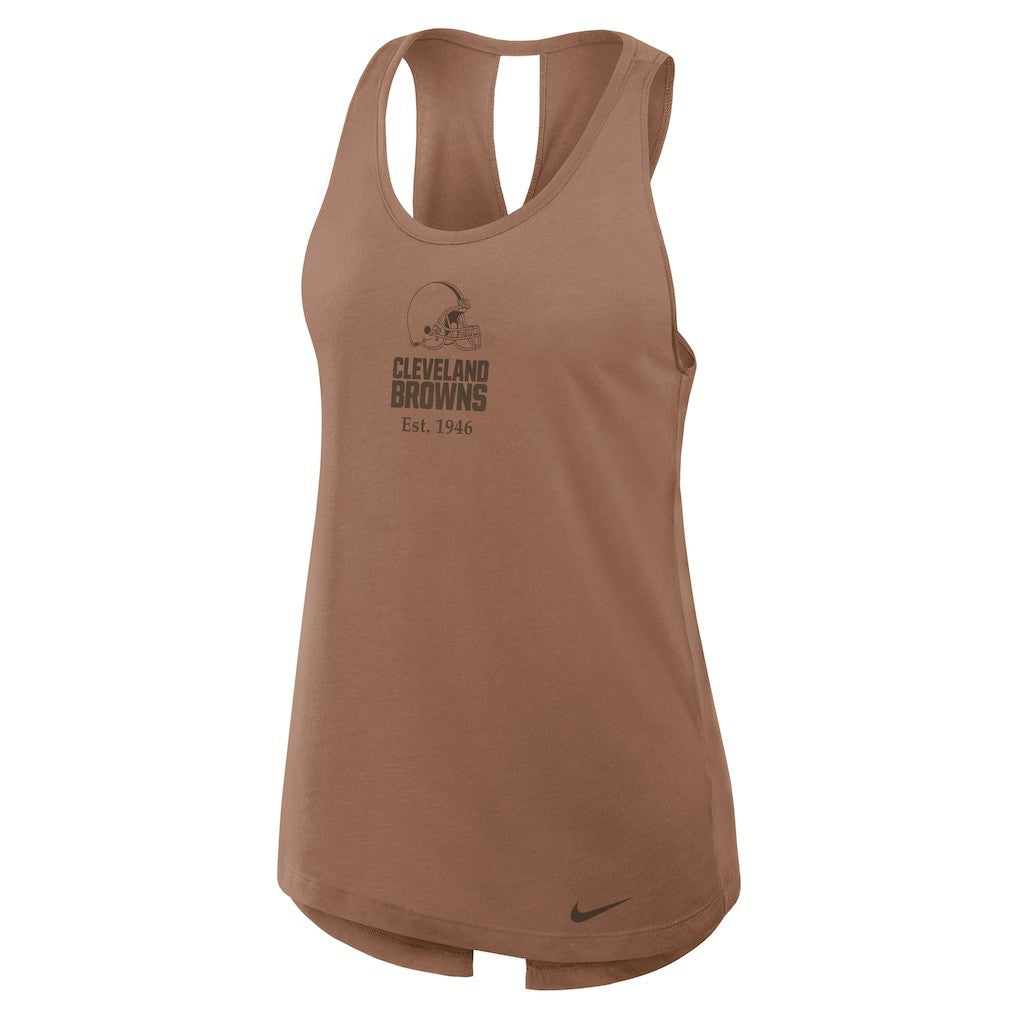 Nike Cleveland Browns Women's Glory Open-Back Crisscross Dri-FIT Tank Top Brown