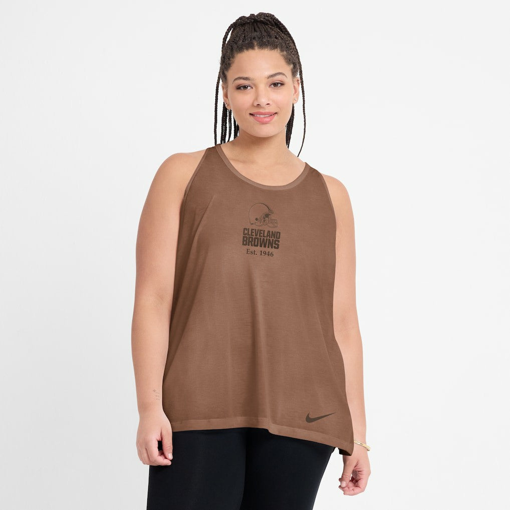 Nike Cleveland Browns Women's Glory Open-Back Crisscross Dri-FIT Tank Top Brown