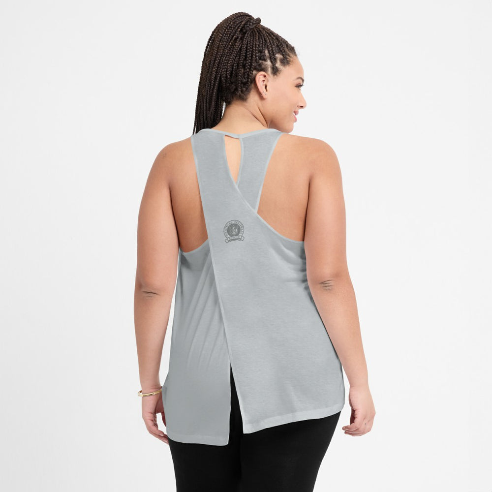 Nike Detroit Lions Women's Glory Open-Back Crisscross Dri-FIT Tank Top Gray