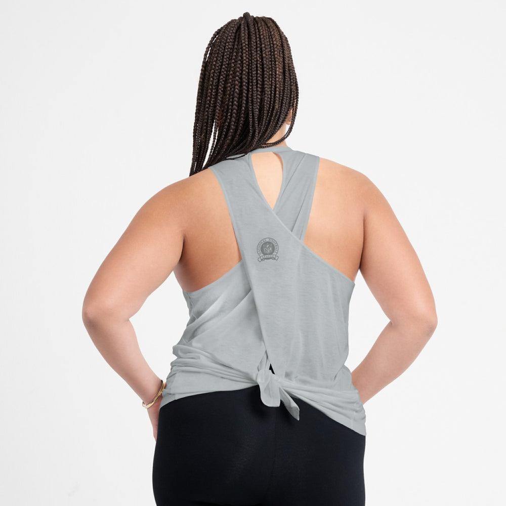 Nike Detroit Lions Women's Glory Open-Back Crisscross Dri-FIT Tank Top Gray