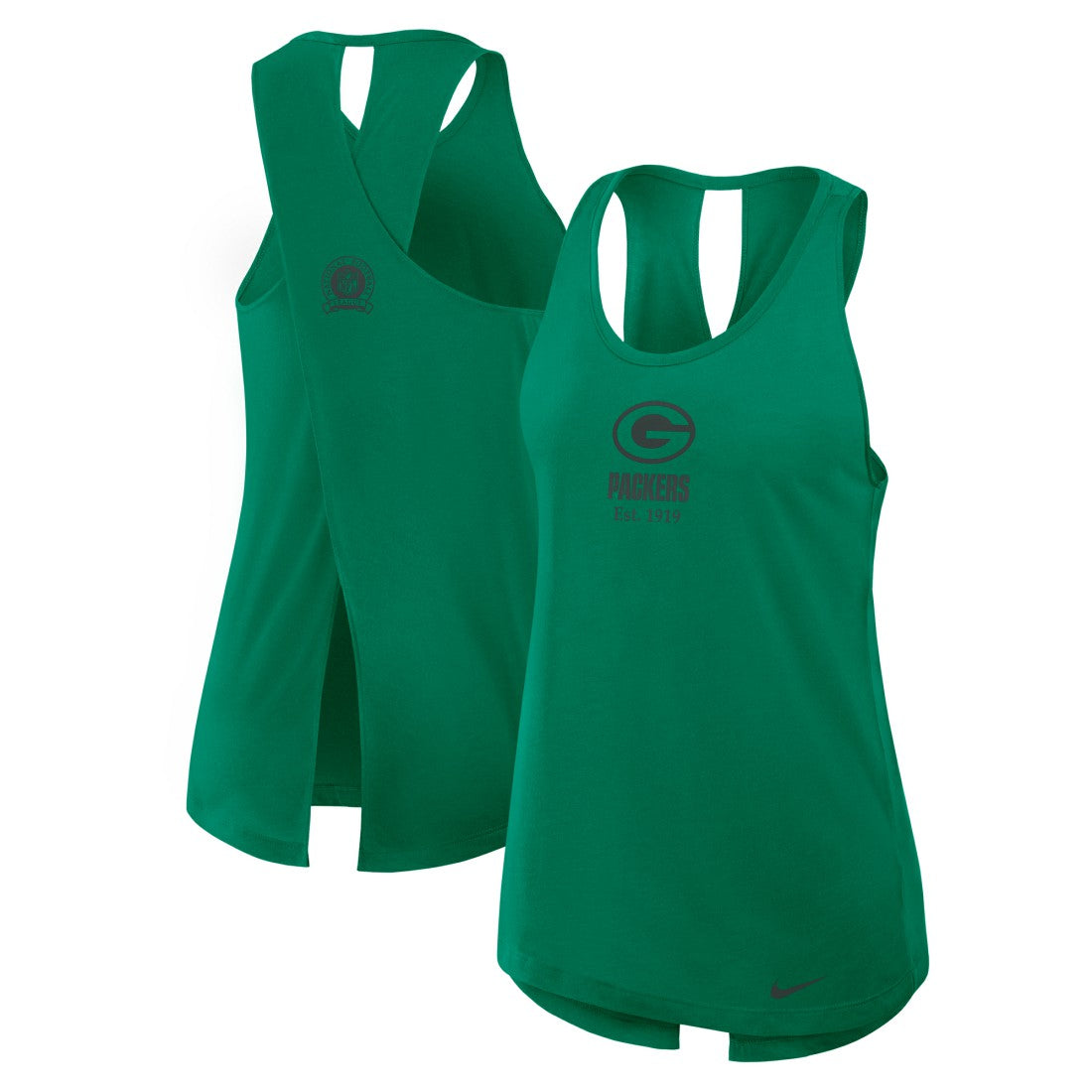 Nike Green Bay Packers Women's Glory Open-Back Crisscross Dri-FIT Tank Top Green