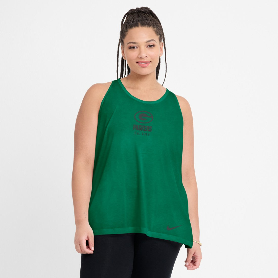 Nike Green Bay Packers Women's Glory Open-Back Crisscross Dri-FIT Tank Top Green