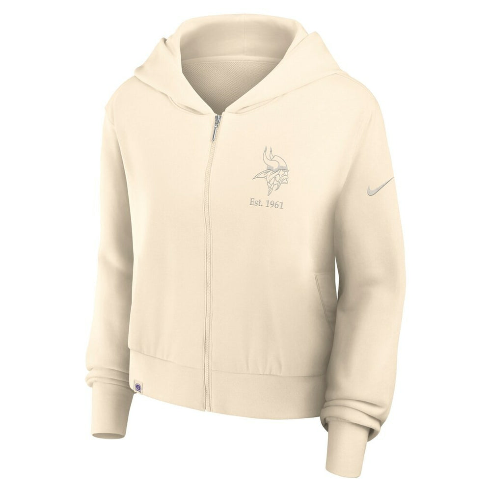 Nike Minnesota Vikings Women's Glory Cropped Full-Zip Hoodie Cream