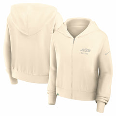 Nike New York Jets Women's Glory Cropped Full-Zip Hoodie Cream