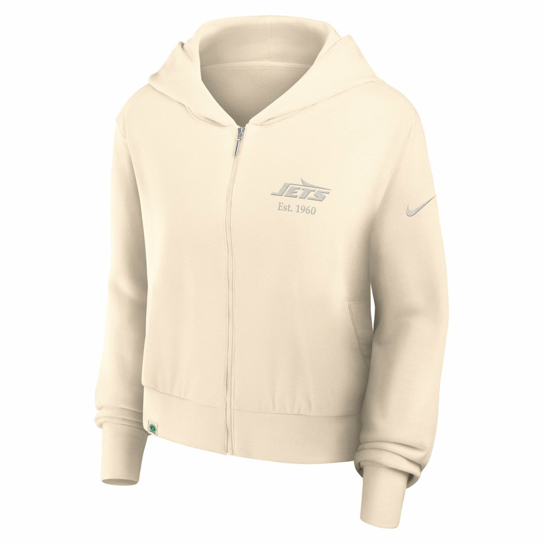 Nike New York Jets Women's Glory Cropped Full-Zip Hoodie Cream