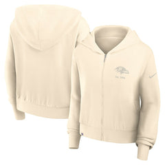 Nike Baltimore Ravens Women's Glory Cropped Full-Zip Hoodie Cream