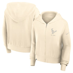 Nike Houston Texans Women's Glory Cropped Full-Zip Hoodie Cream