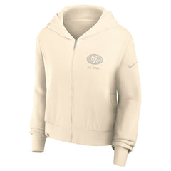 Nike San Francisco 49ers Women's Glory Cropped Full-Zip Hoodie Cream