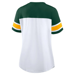 Fanatics Green Bay Packers Women's Athena Rhinestone Lace-Up V-Neck T-Shirt White/Green
