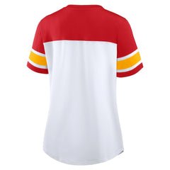 Fanatics Kansas City Chiefs Women's Athena Lace-Up V-Neck T-Shirt White/Red