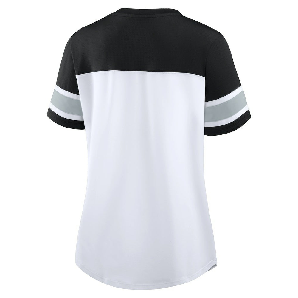 Fanatics Las Vegas Raiders Women's Athena Lace-Up V-Neck T-Shirt White/Black