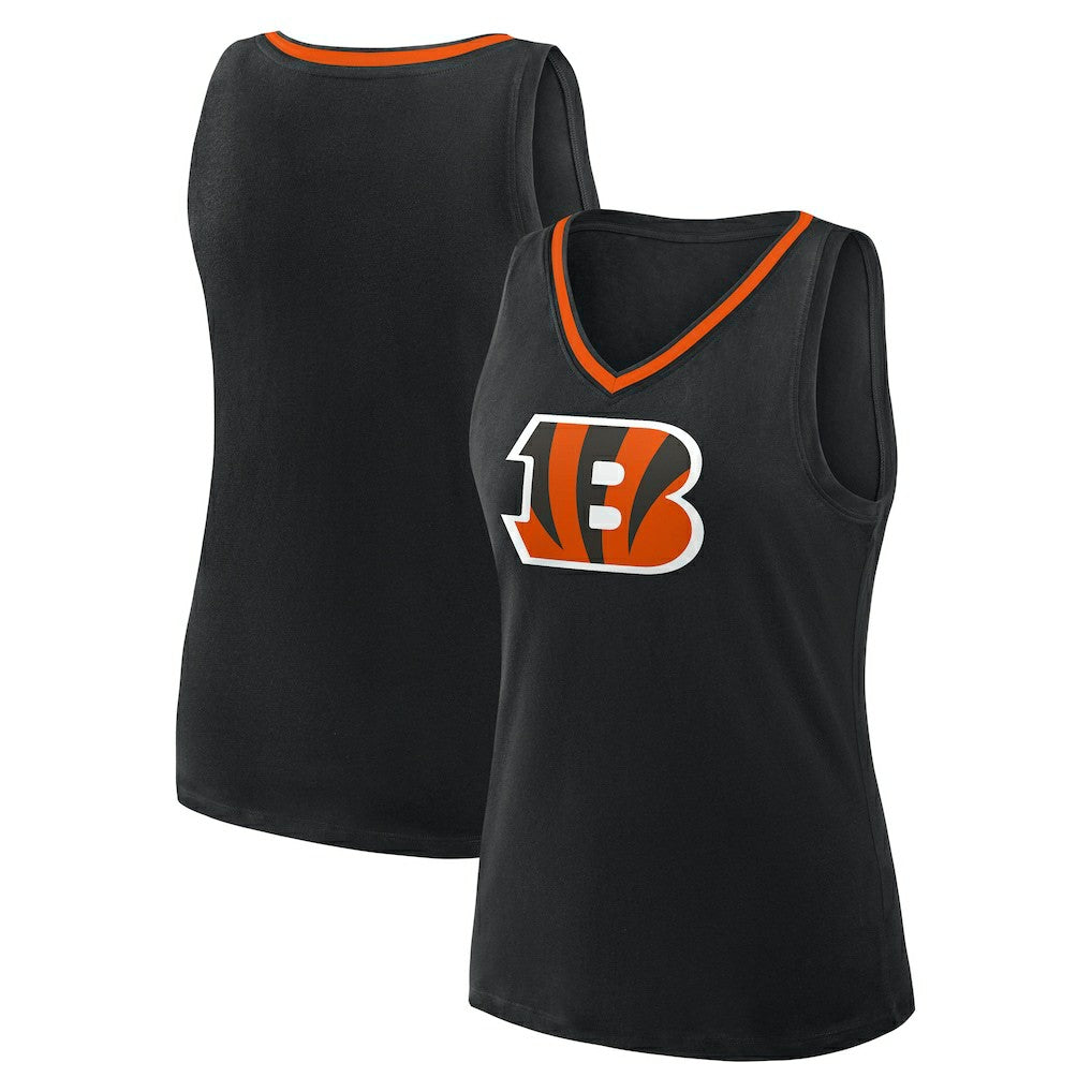 Cincinnati Bengals Logo Athletic Women's Stellar Win V-Neck Tank Top Black
