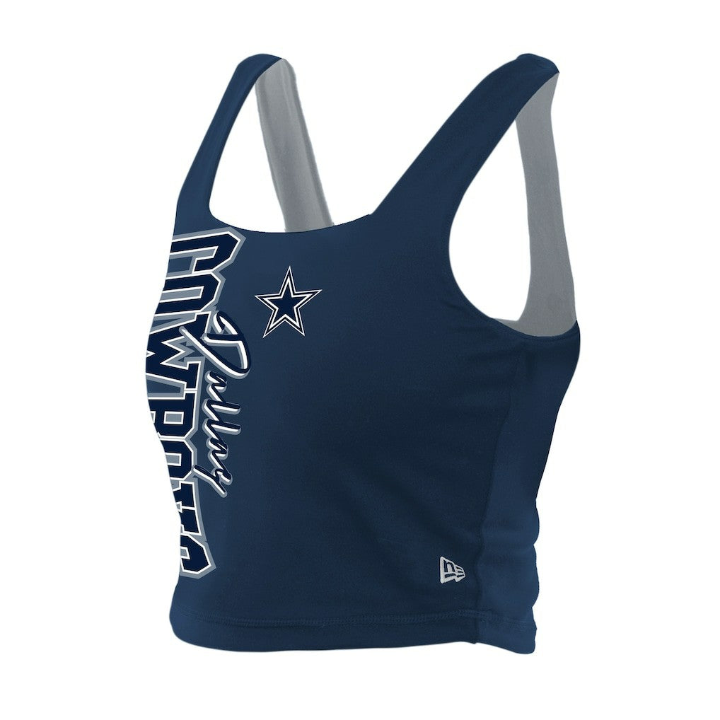 Dallas Cowboys New Era Women's Reversible Cropped Sport Classics Tank Top Navy/Gray