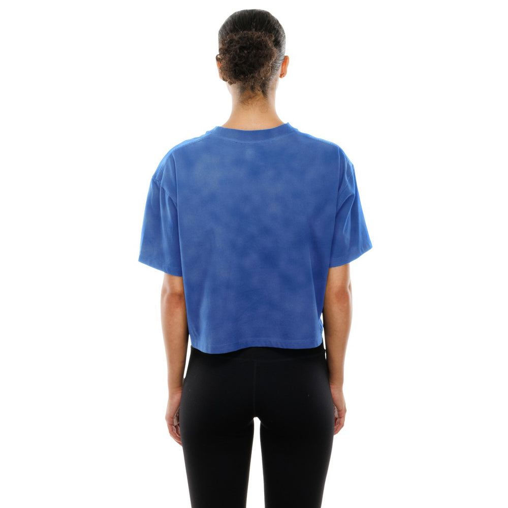 Detroit Lions New Era Women's Cropped Boxy Sport Classics Mineral Wash T-Shirt Blue