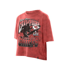 Kansas City Chiefs New Era Women's Cropped Boxy Sport Classics Mineral Wash T-Shirt Red
