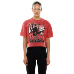 Kansas City Chiefs New Era Women's Cropped Boxy Sport Classics Mineral Wash T-Shirt Red