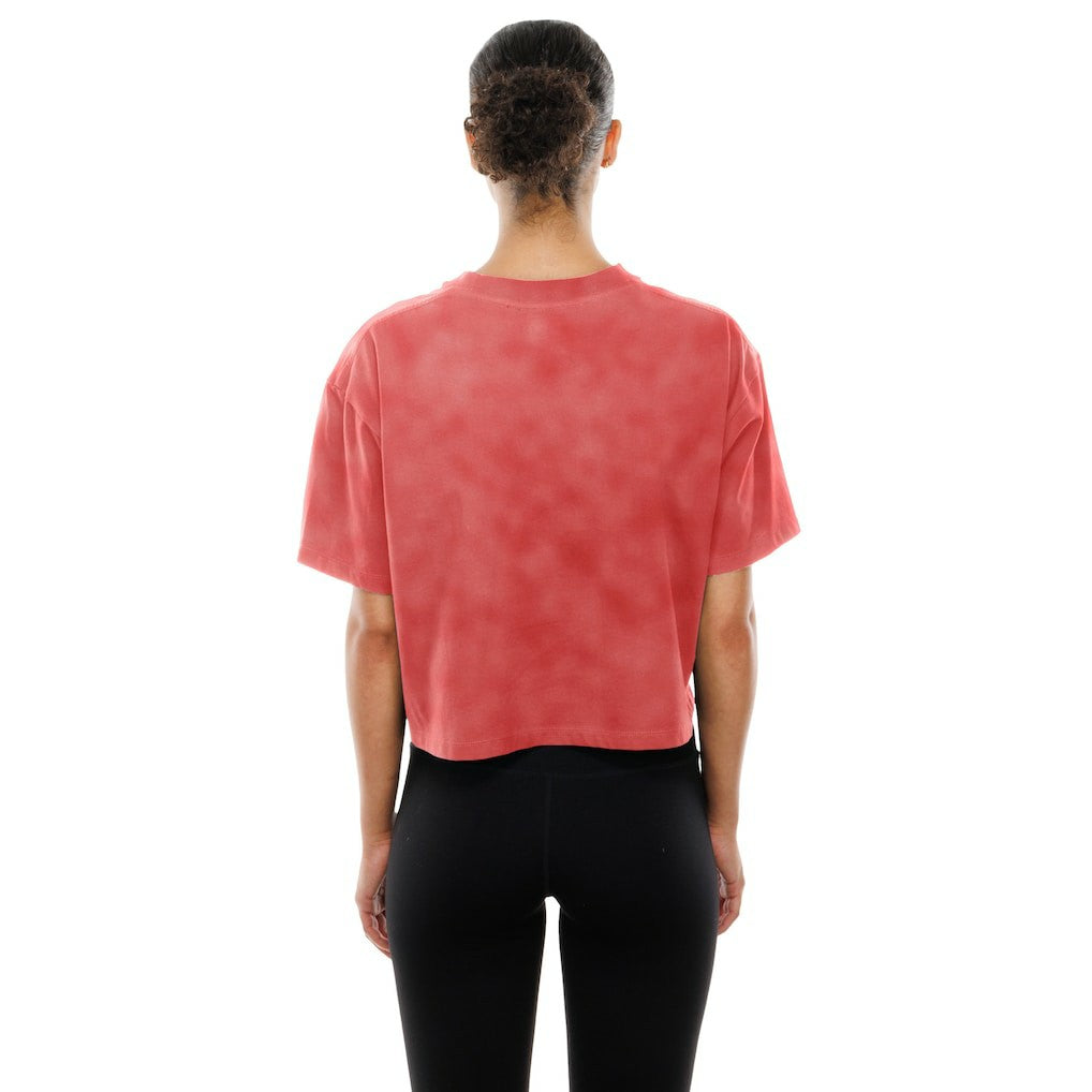 San Francisco 49ers New Era Women's Cropped Boxy Sport Classics Mineral Wash T-Shirt Scarlet