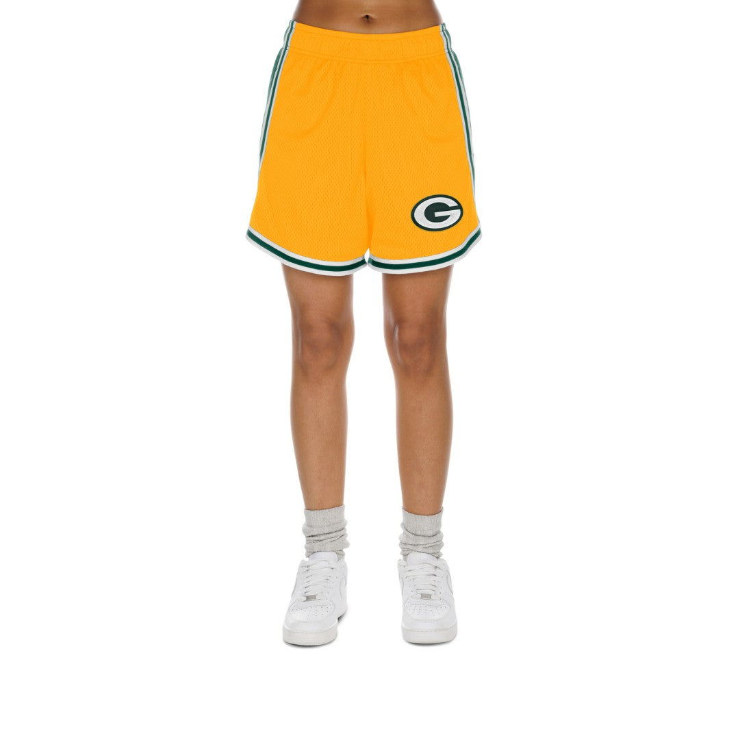 Green Bay Packers New Era Women's Sport Classics Mesh Shorts Gold/Green