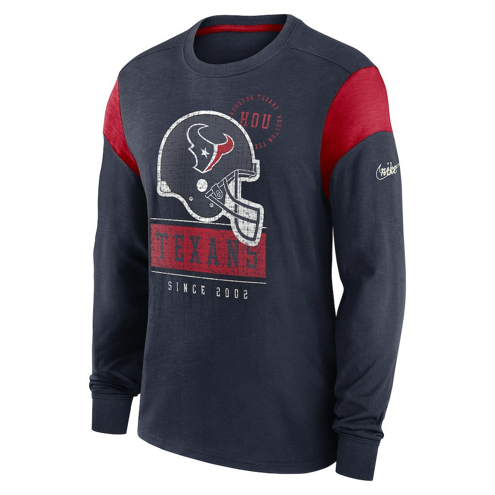 Nike Houston Texans Rewind Playback Helmet Long Sleeve T-Shirt Heather Navy