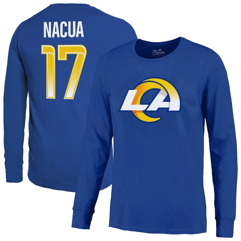 Puka Nacua Los Angeles Rams Majestic Threads Name & Number Non-Distressed Long Sleeve T-Shirt Royal