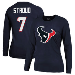 C.J. Stroud Houston Texans Majestic Threads Women's Player Name & Number Long Sleeve T-Shirt Navy
