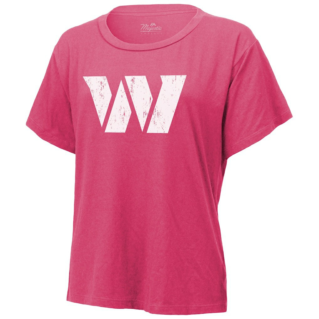 Jayden Daniels Washington Commanders Majestic Threads Women's Name & Number T-Shirt Pink
