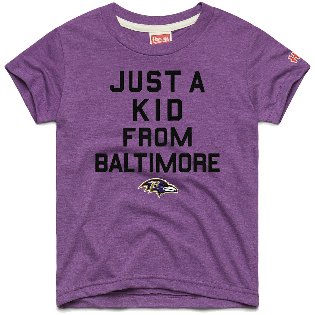 Baltimore Ravens Homage Youth Just a Kid Tri-Blend T-Shirt Purple