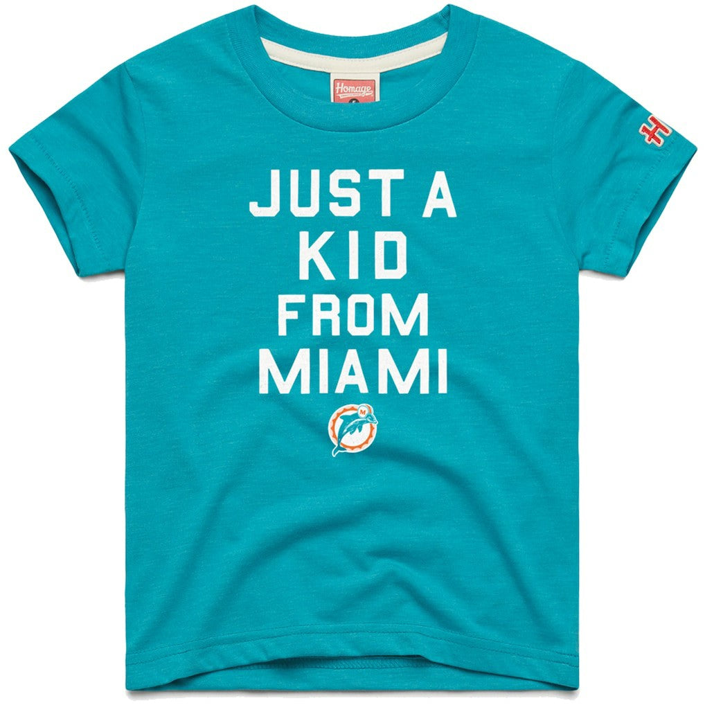 Miami Dolphins Homage Youth Just a Kid Tri-Blend T-Shirt Aqua