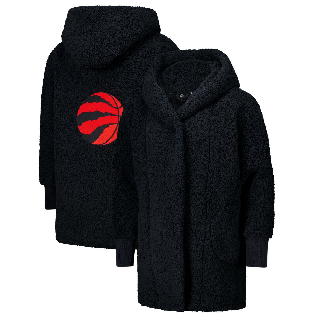 The Best Lounger in the World By Jill Martin Toronto Raptors Unisex Black Oversized Open-Front Hoodie Sweater