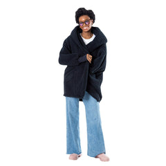 The Best Lounger in the World By Jill Martin Miami Heat Unisex Black Oversized Open-Front Hoodie Sweater