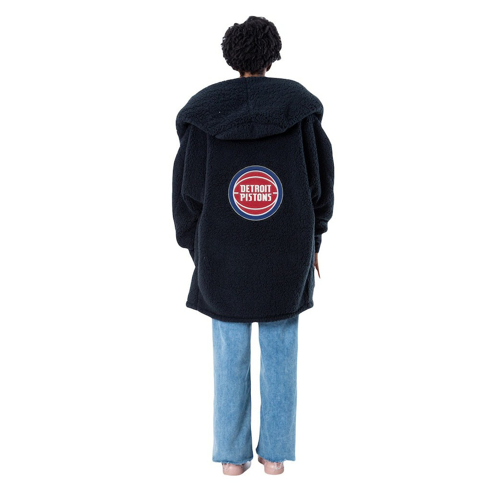 The Best Lounger in the World By Jill Martin Detroit Pistons Unisex Black Oversized Open-Front Hoodie Sweater