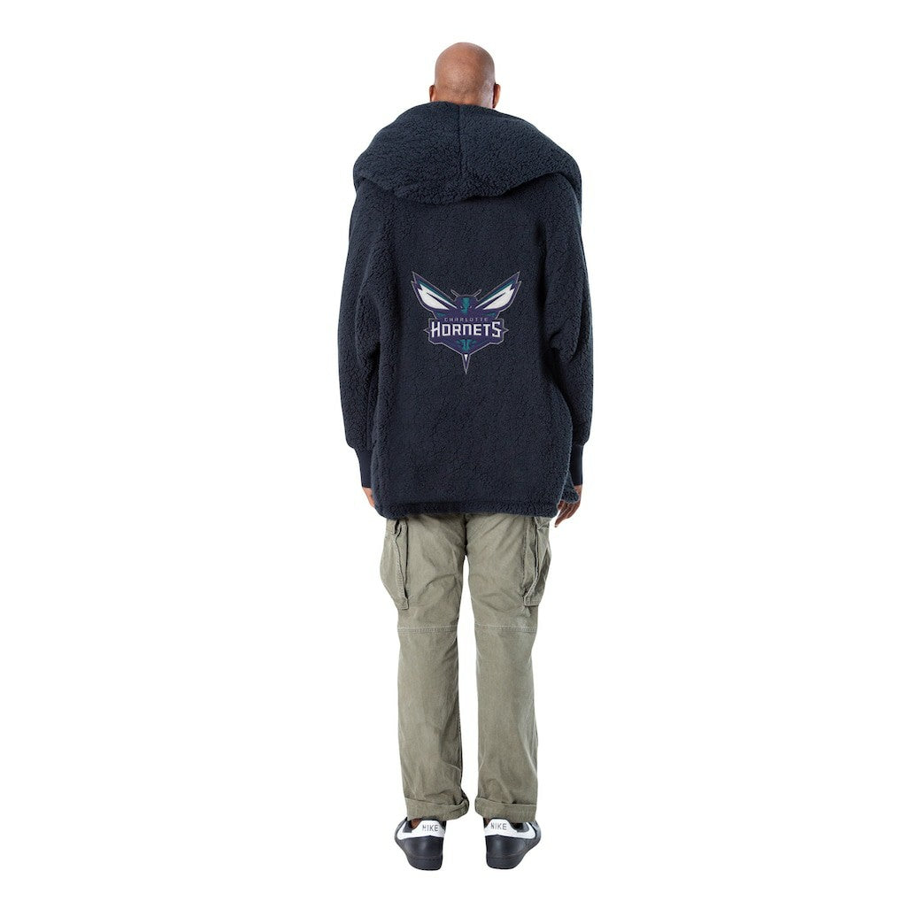 The Best Lounger in the World By Jill Martin Charlotte Hornets Unisex Black Oversized Open-Front Hoodie Sweater