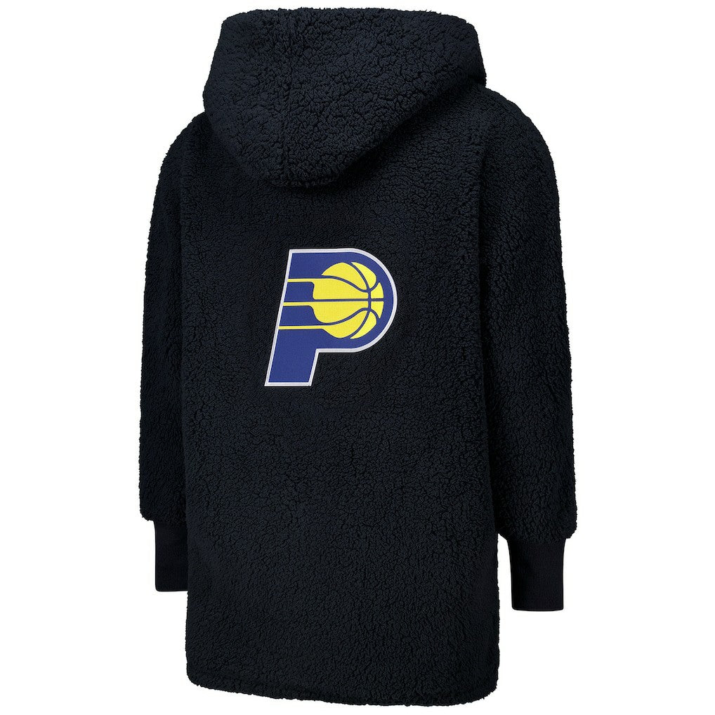 The Best Lounger in the World By Jill Martin Indiana Pacers Unisex Black Oversized Open-Front Hoodie Sweater