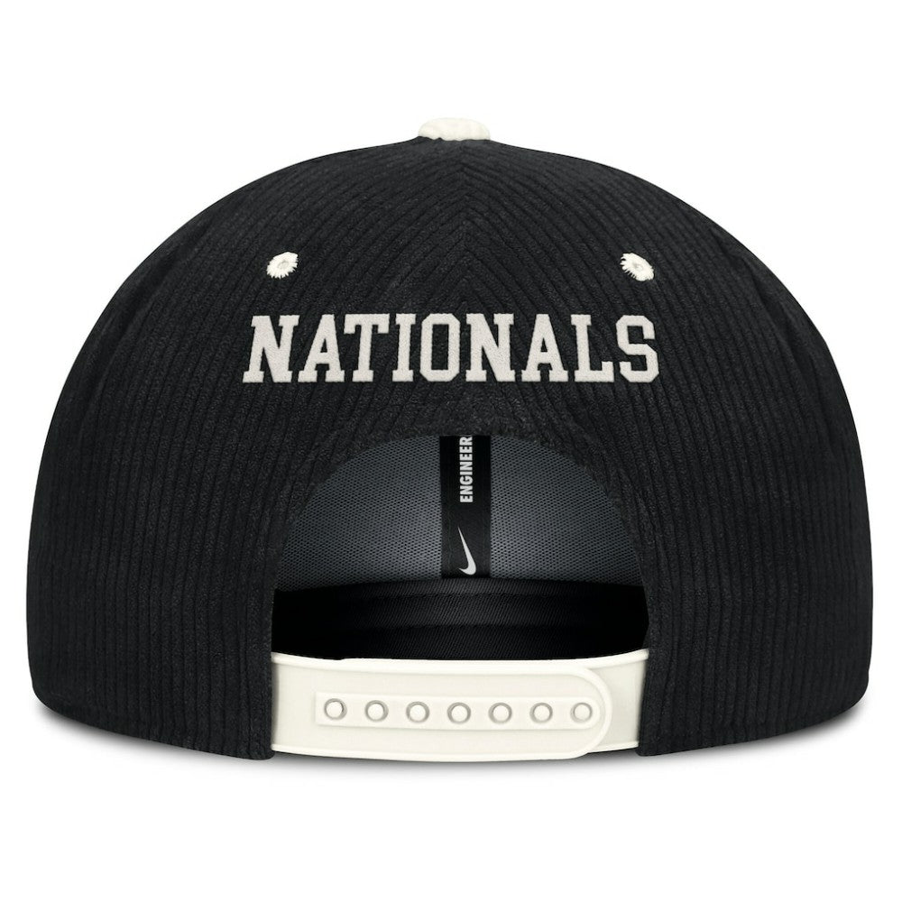 Washington Nationals Nike Pro Corduroy Structured Snapback Hat - Black - Nike Discount