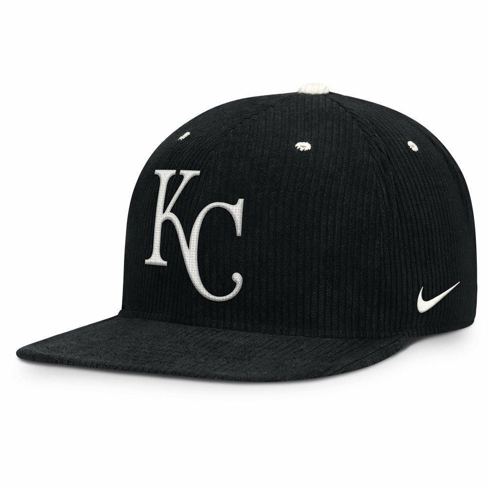 Kansas City Royals Nike Pro Corduroy Structured Snapback Hat - Black - Nike Lifestyle