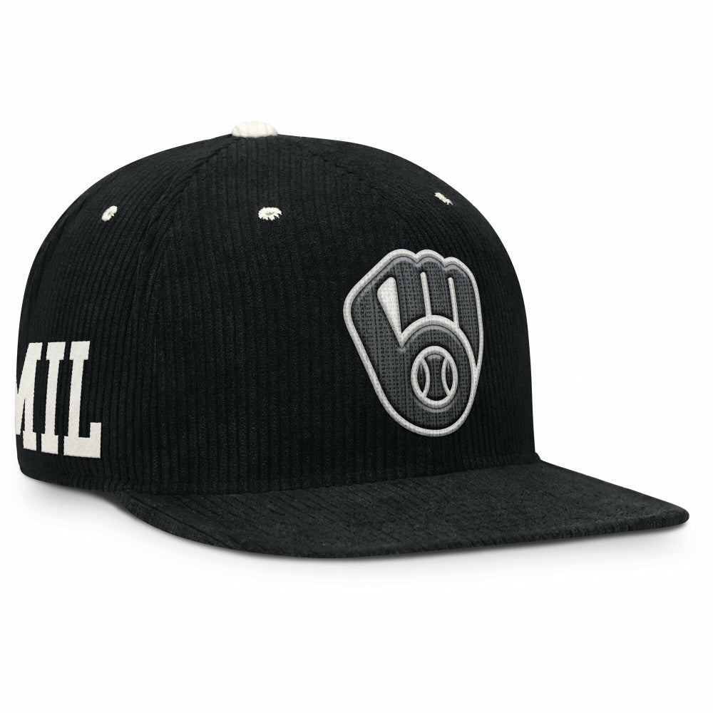 Milwaukee Brewers Nike Pro Corduroy Structured Snapback Hat - Black - Nike Online