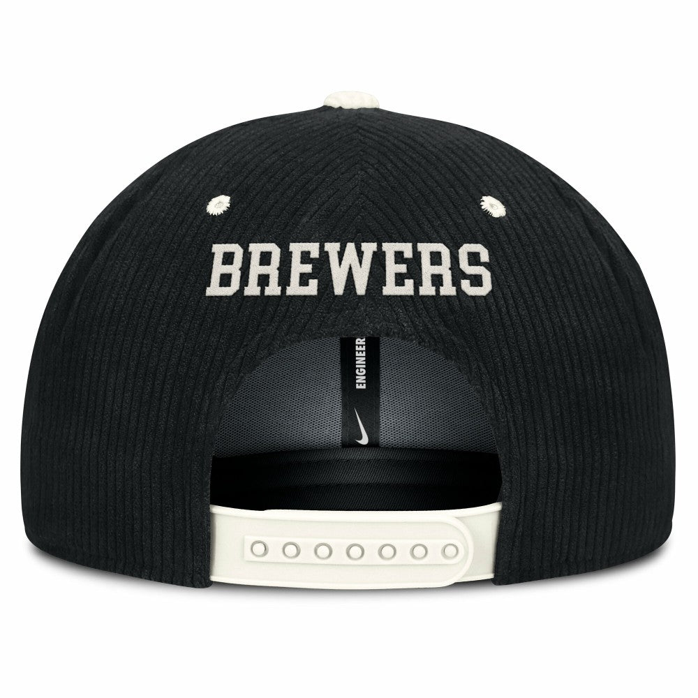 Milwaukee Brewers Nike Pro Corduroy Structured Snapback Hat - Black - Nike Online