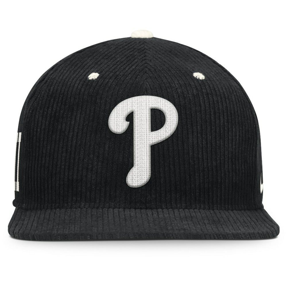 Philadelphia Phillies Nike Pro Corduroy Structured Snapback Hat - Black - Nike Online