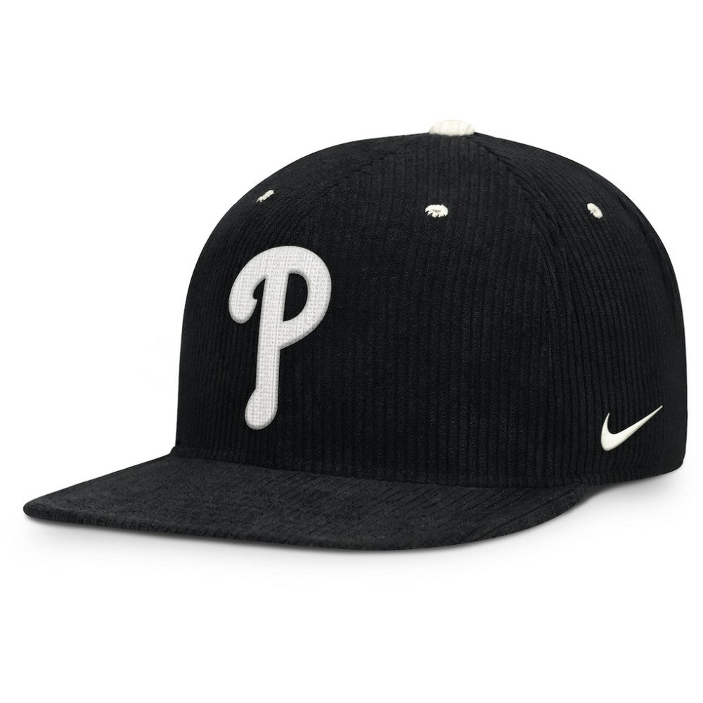 Philadelphia Phillies Nike Pro Corduroy Structured Snapback Hat - Black - Nike Online
