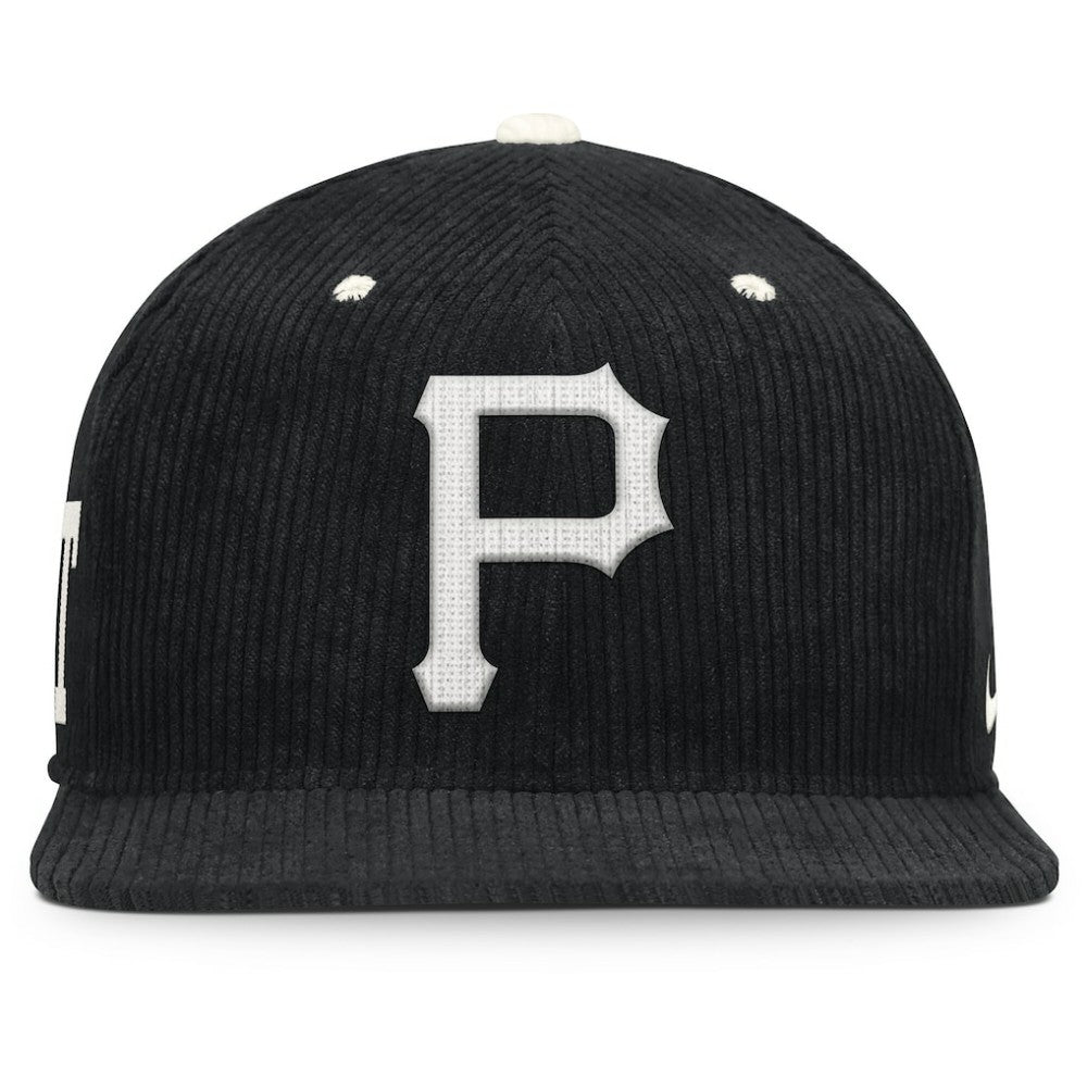 Pittsburgh Pirates Nike Pro Corduroy Structured Snapback Hat - Black - Nike on Sale