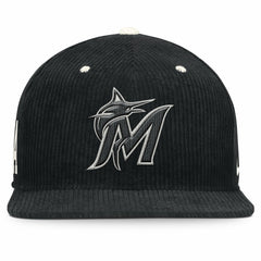 Miami Marlins Nike Pro Corduroy Structured Snapback Hat - Black - Nike on Sale