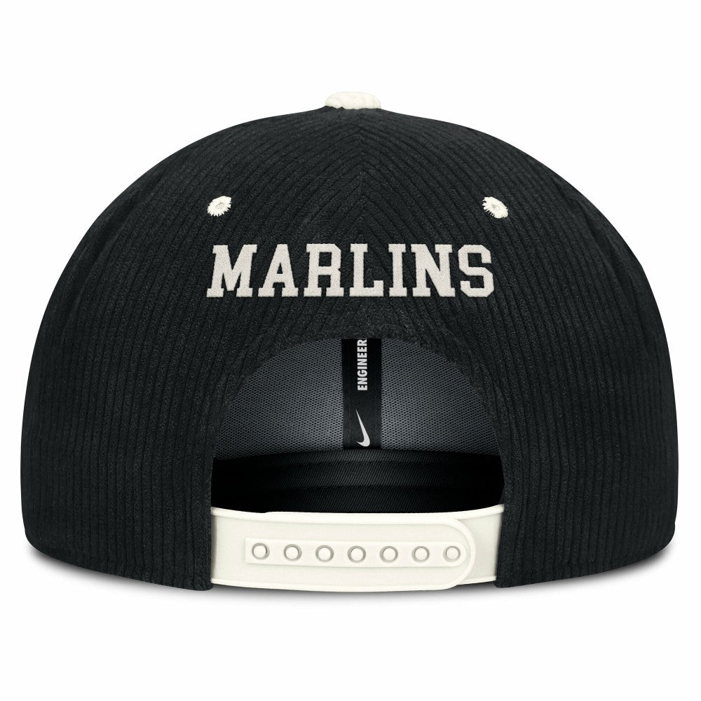 Miami Marlins Nike Pro Corduroy Structured Snapback Hat - Black - Nike on Sale