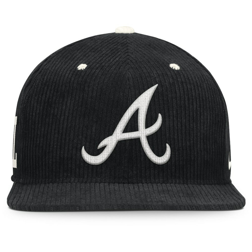 Atlanta Braves Nike Pro Corduroy Structured Snapback Hat - Black - Nike Sale