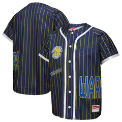 Golden State Warriors x DANNIJO Women's Fashion Baseball Jersey for sale Blue | Mitchell & Ness