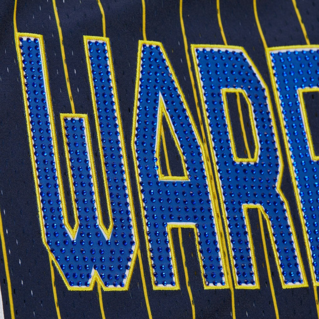 Golden State Warriors x DANNIJO Women's Fashion Baseball Jersey for sale Blue | Mitchell & Ness