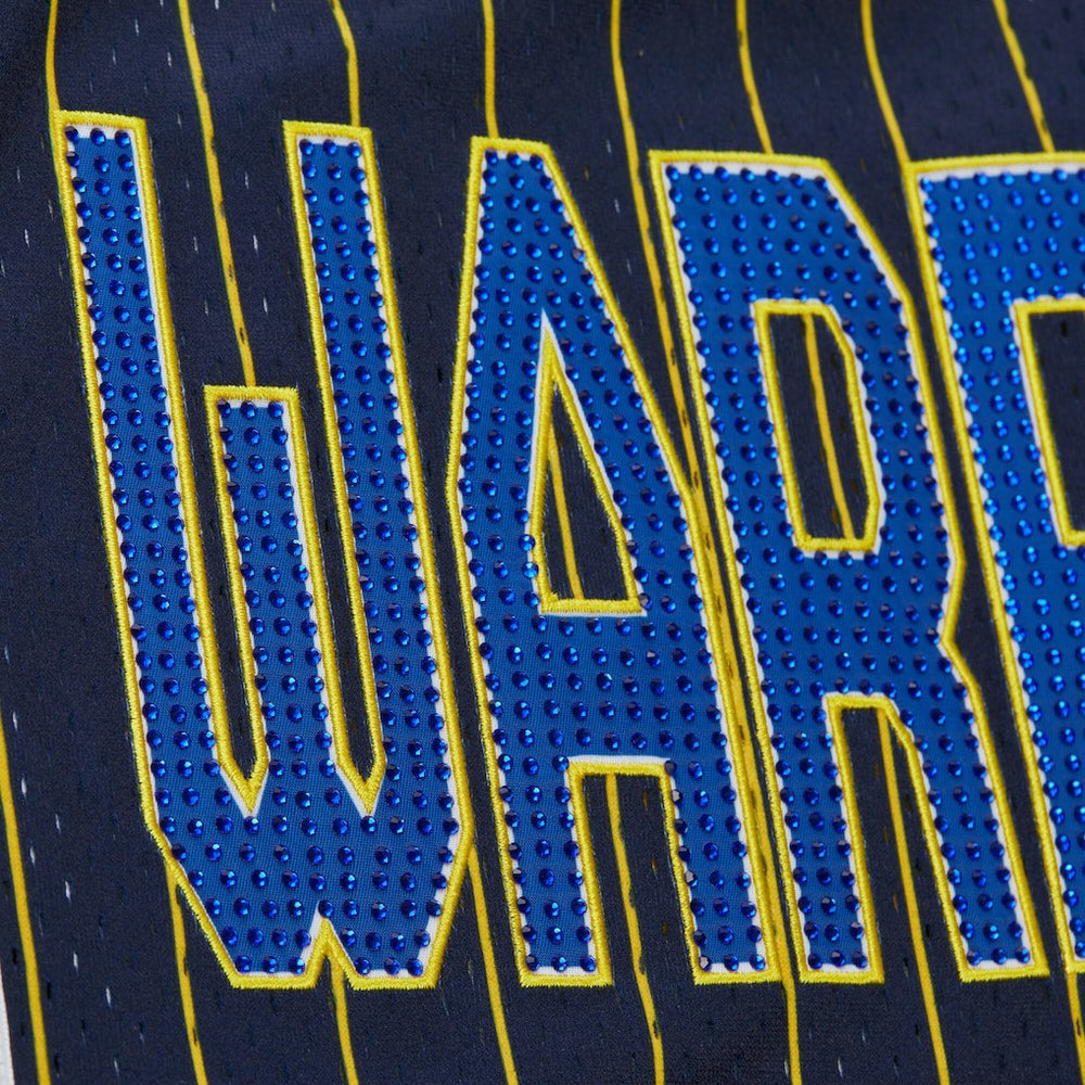 Golden State Warriors x DANNIJO Women's Fashion Baseball Jersey for sale Blue | Mitchell & Ness